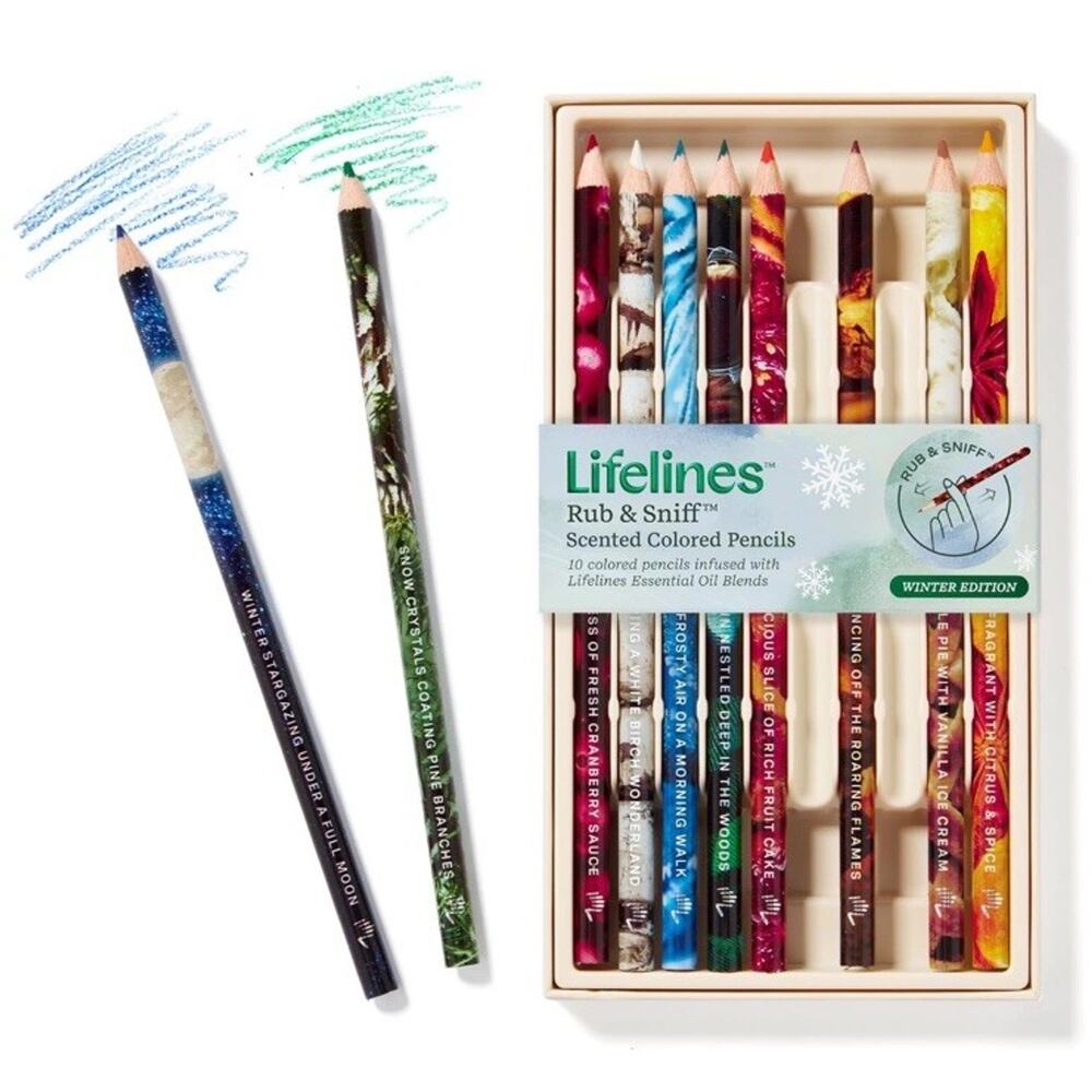 Scented Colored Pencils, 10-Pack Winter - Rub & Sniff Color Pencils Lifelines